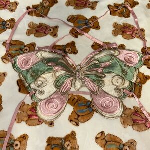 Butterfly Embroidered Bralette - Pink and Green